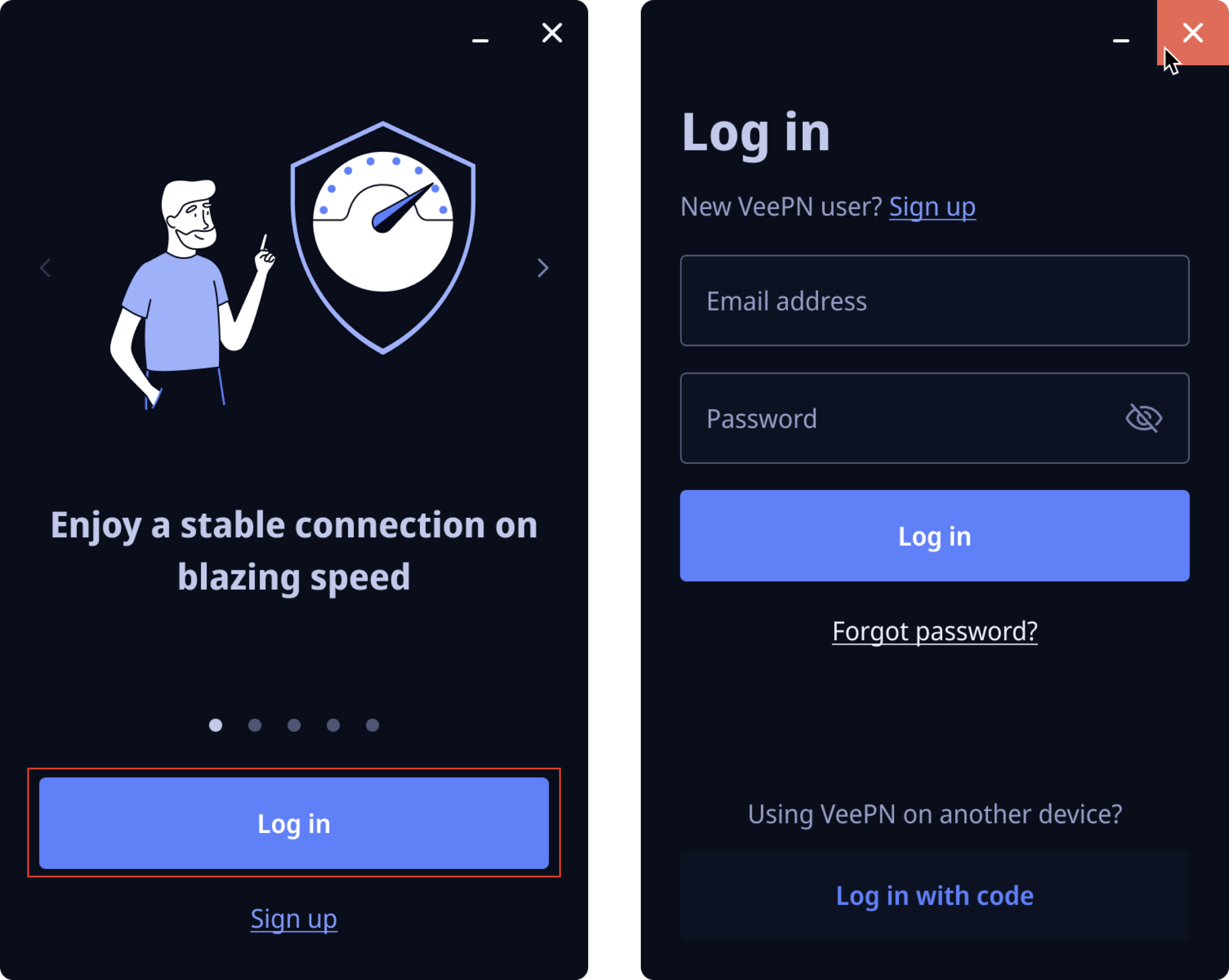 VeePN Windows log in