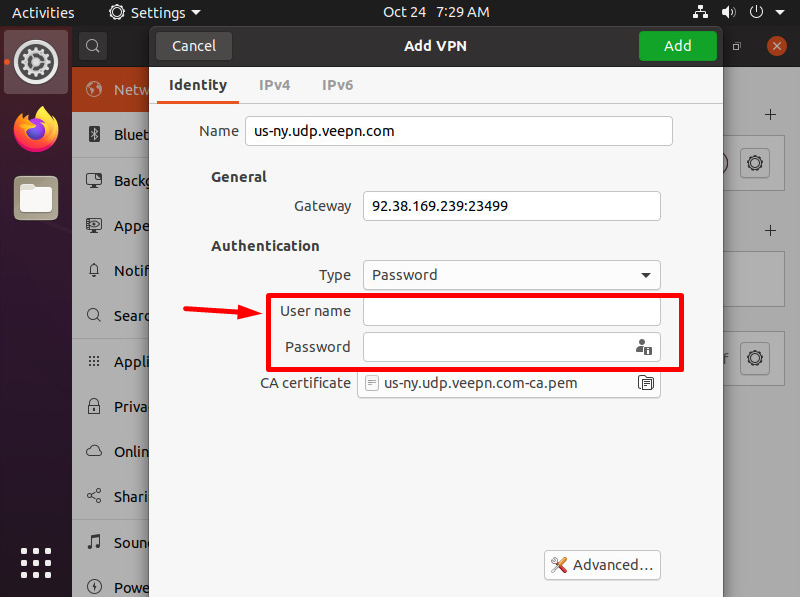 Enter Credentials