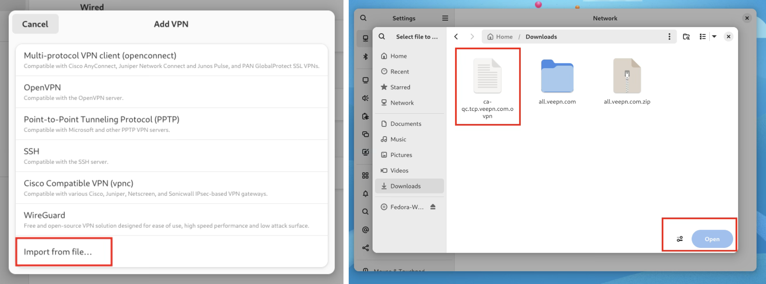 VeePN Import configuration files