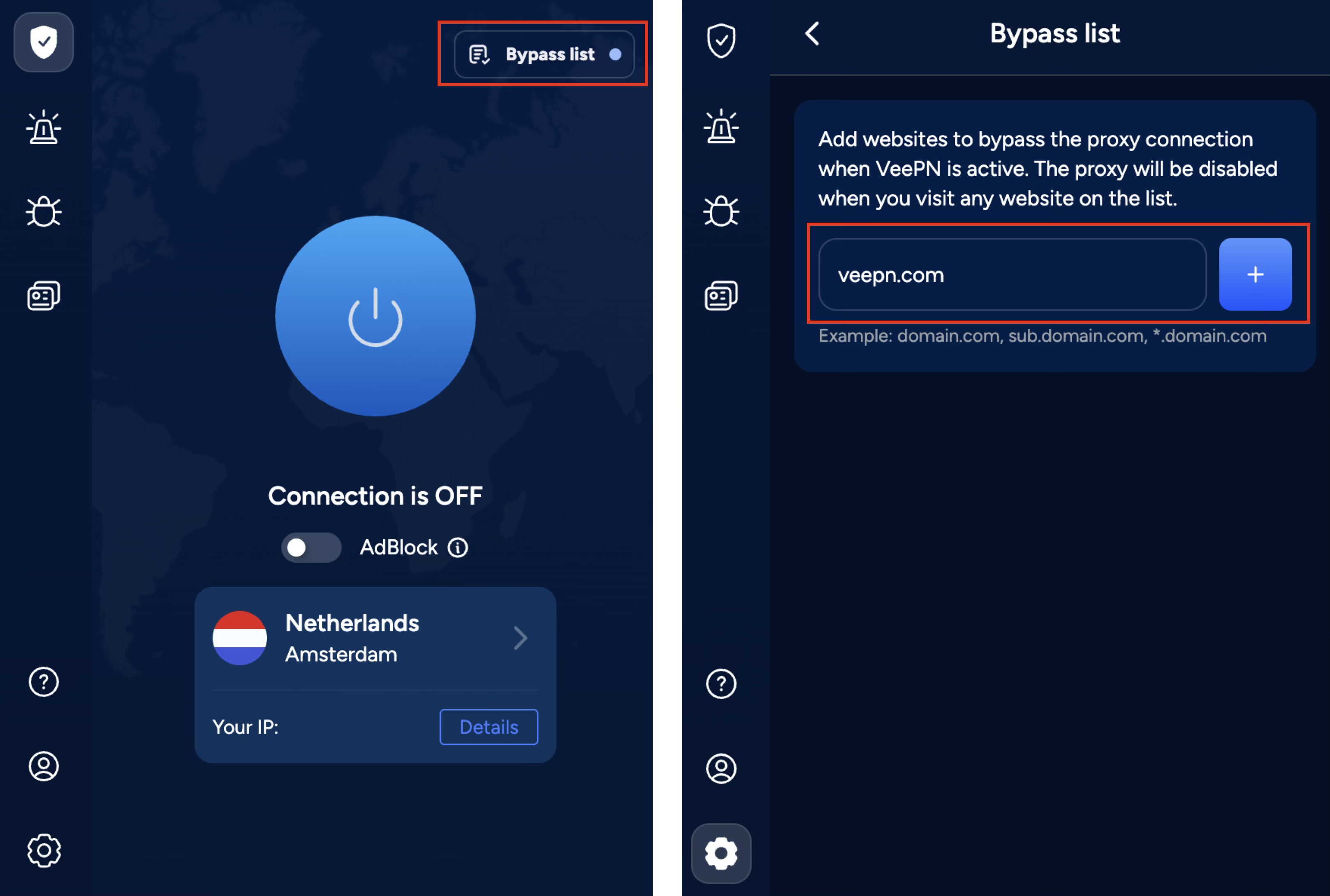 VeePN Extensions Bypasser Setup
