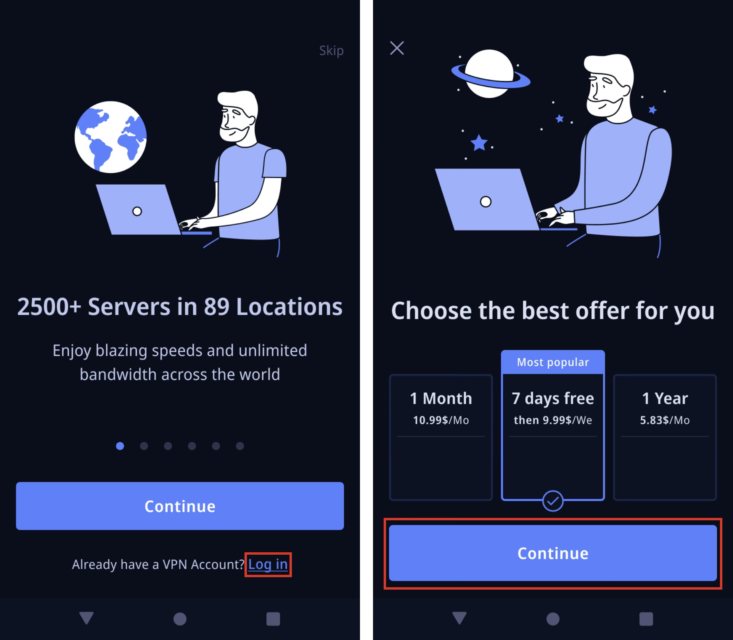 VeePN Android Log In