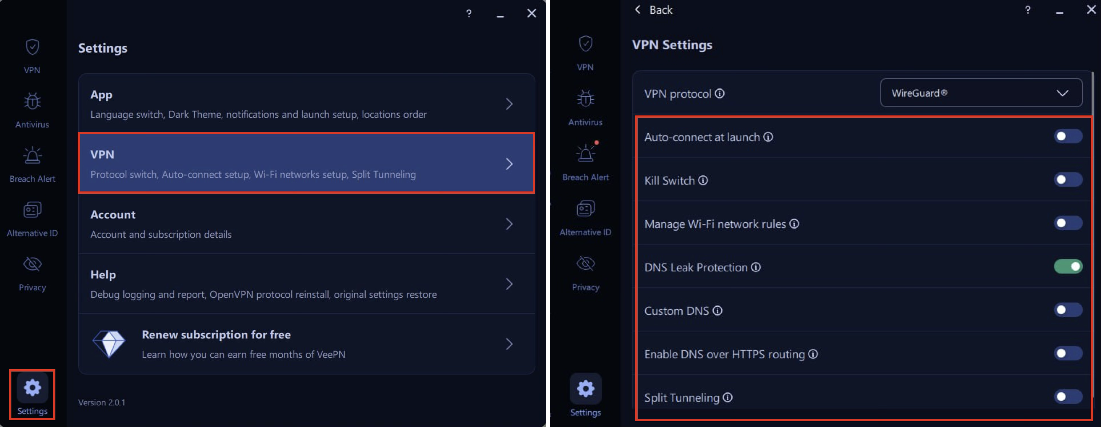 VeePN VPN Settings