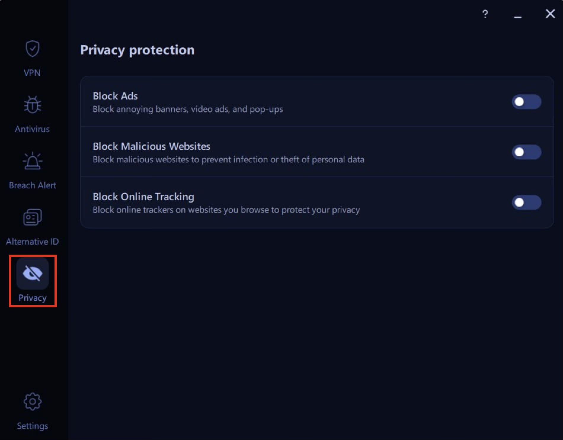 VeePN Windows Privacy Settings