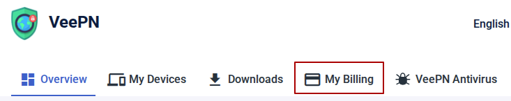 The screenshot illustrates the tab that you need to open in your VeePN account.
